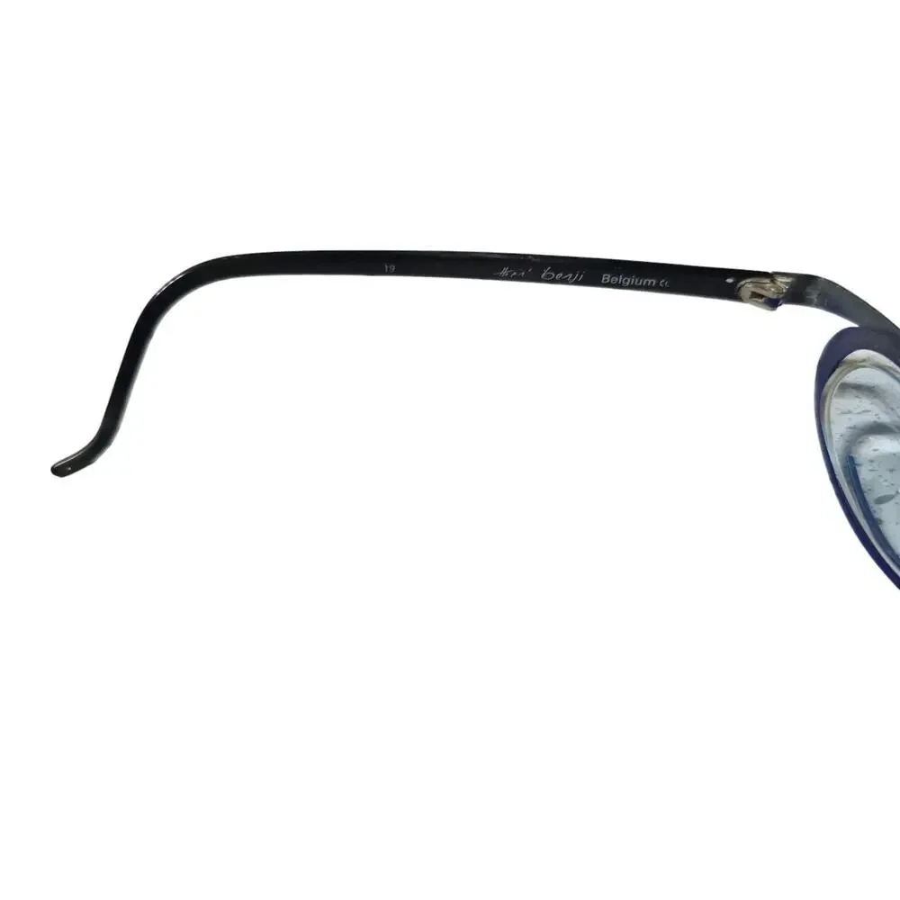 Vintage Theo Belgium Eyeglasses Blue Silver & Black Oval Avant-Garde Frames